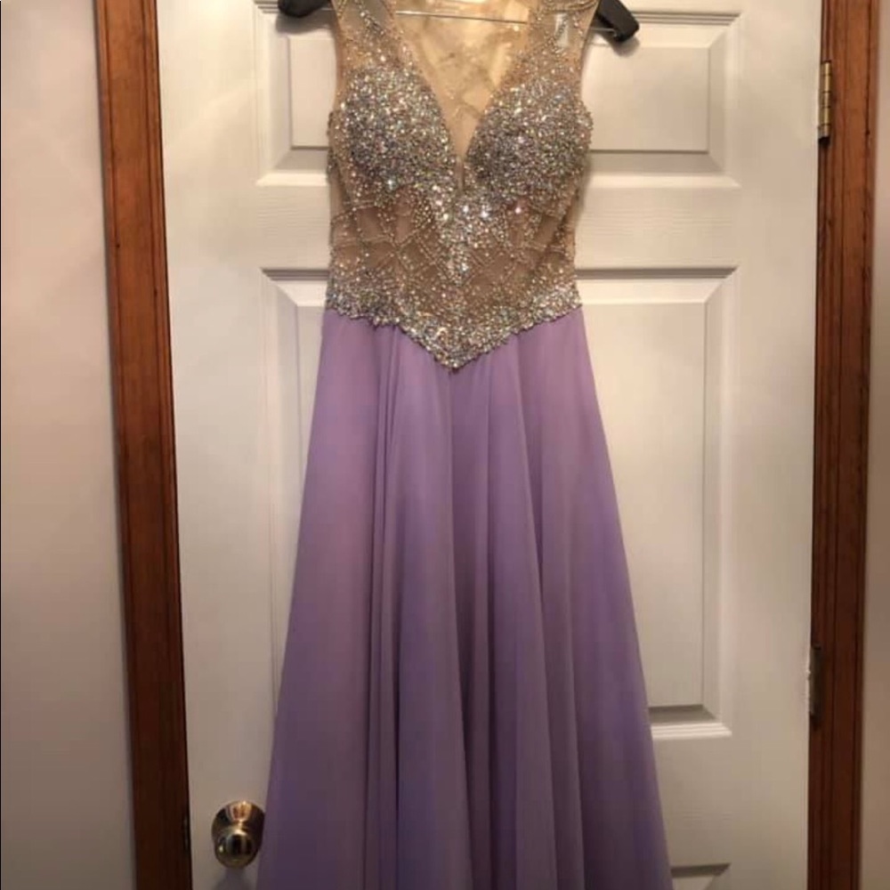 Lavender Embellished Prom Dress